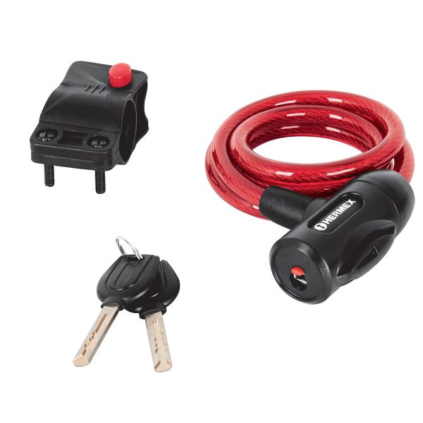 CANDADO CABLE P/BICI C/LLAVE HERMEX 10MMX1M  43922