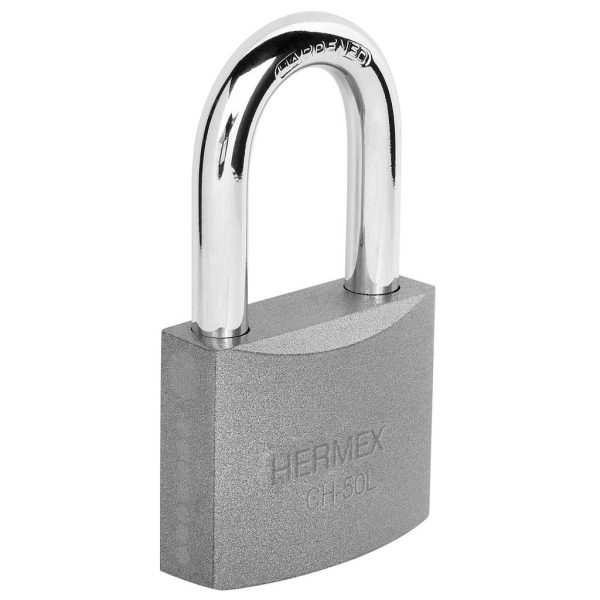 CANDADO HIERRO HERMEX 50MM  CH-50L  GANCHO LARGO   43325