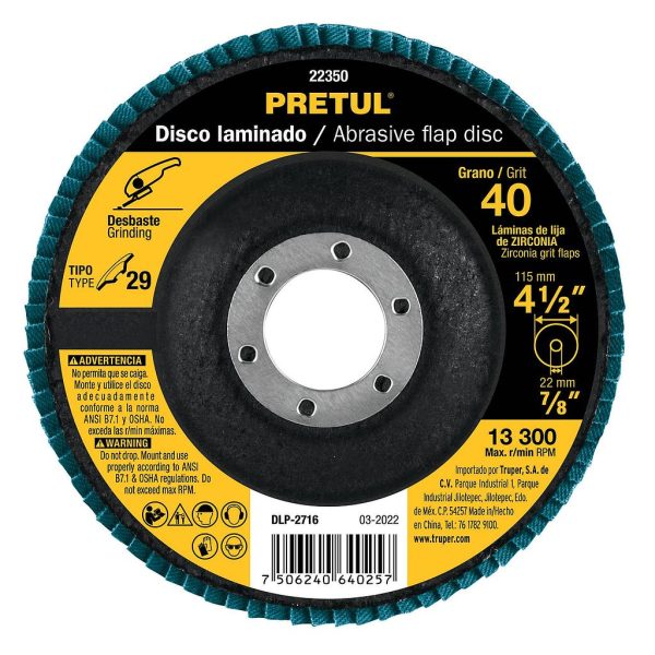DISCO P/ACABADOS 4-1/2X7/8 GR.40 PRETUL  22350