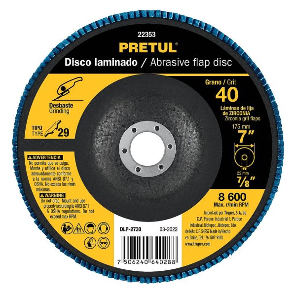 DISCO P/ACABADOS 7X7/8 GR.40 PRETUL  22353