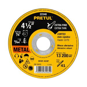 DISCO P/METAL  4-1/2X3/64X7/8 1.0MM T1 USO GRAL PRETUL  22348