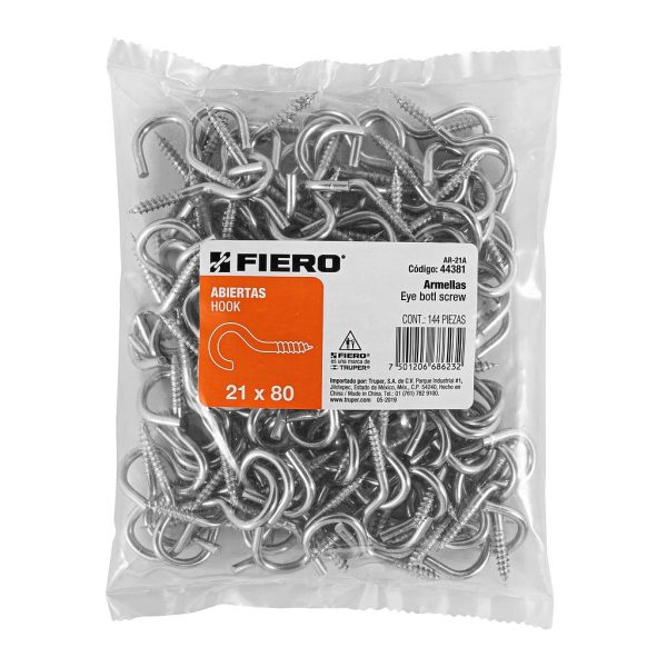 GANCHO ABIERTO 1-1/2 CROMADO 21X80  AR-21A  144 PCS  FIERO   44381
