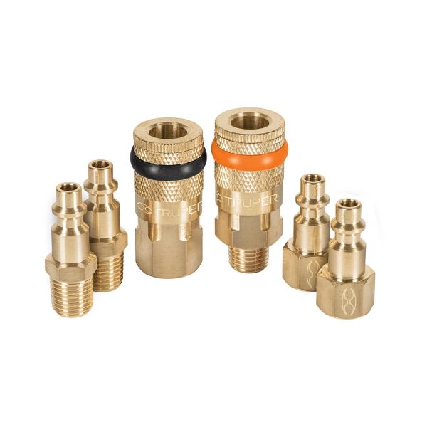 JUEGO COPLES/CONECTORES P/COMPR F/M 6PCS TRUPER  18075