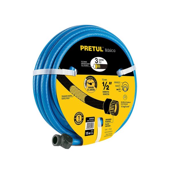 MANGUERA JARDIN 1/2 15-MTS AZUL MAN-15X1/2PA  PRETUL   25032