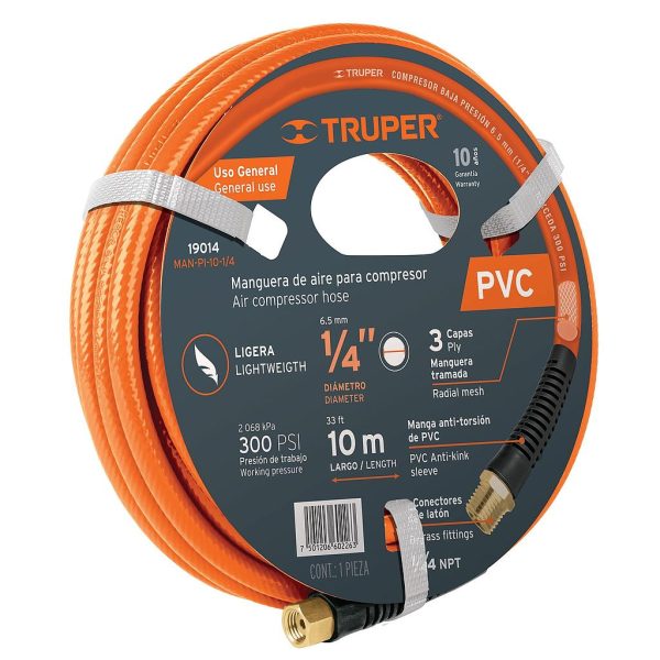 MANGUERA P/COMPRESOR 284PSI 1/4X10MTS TRUPER  19014