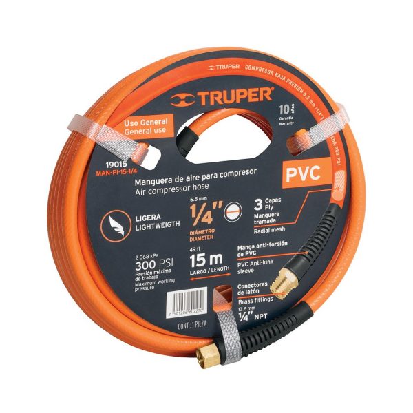 MANGUERA P/COMPRESOR 284PSI 1/4X15MTS TRUPER  19015