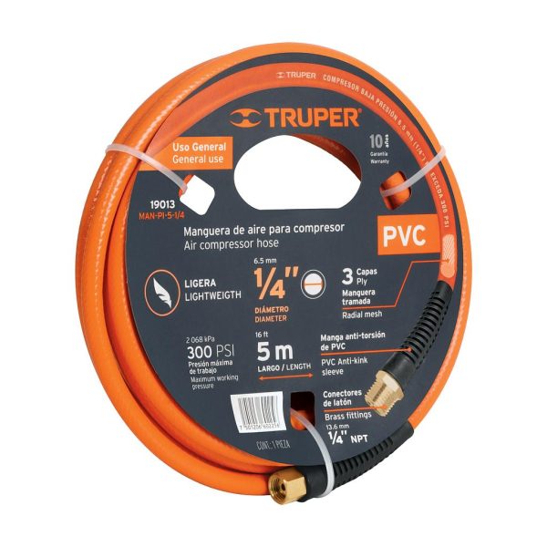 MANGUERA P/COMPRESOR 284PSI 1/4X5MTS TRUPER  19013