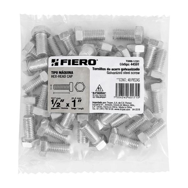 PERNO CABEZA HEXAG 1/2X1 FIERO 40-PCS  44591