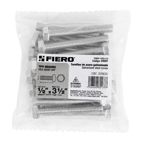 PERNO CABEZA HEXAG 1/2X3-1/2 FIERO 20-PCS  44597
