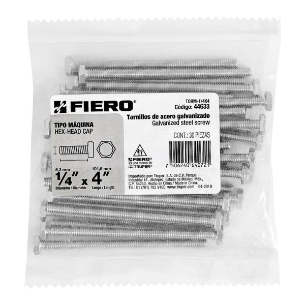 PERNO CABEZA HEXAG 1/4X4 FIERO 30-PCS 44633