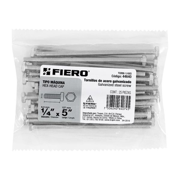 PERNO CABEZA HEXAG 1/4X5 FIERO 25-PCS 44640