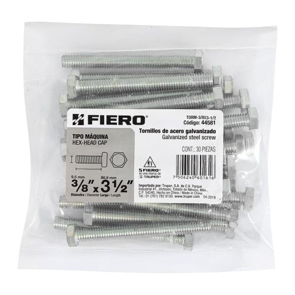 PERNO CABEZA HEXAG 3/8X3-1/2 FIERO 30-PCS  44581