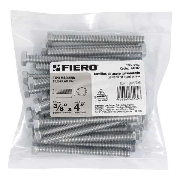 PERNO CABEZA HEXAG 3/8X4 FIERO 30-PCS  44582
