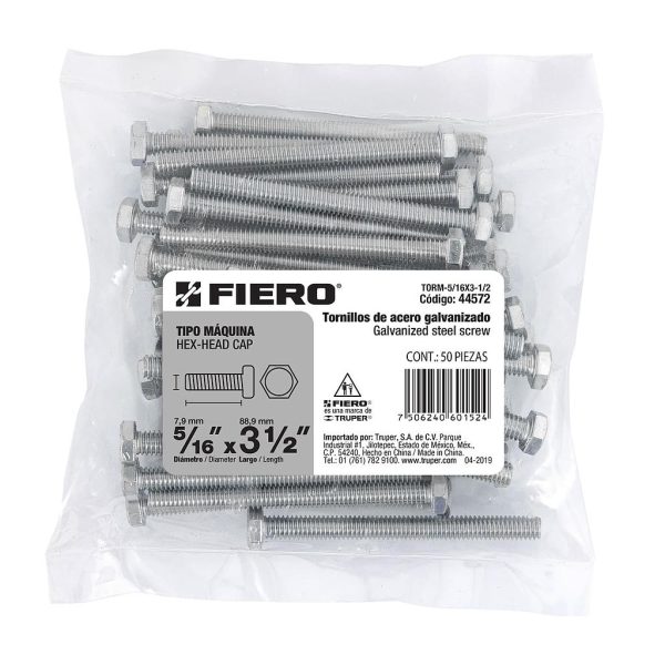 PERNO CABEZA HEXAG 5/16X3-1/2 FIERO 50-PCS  44572