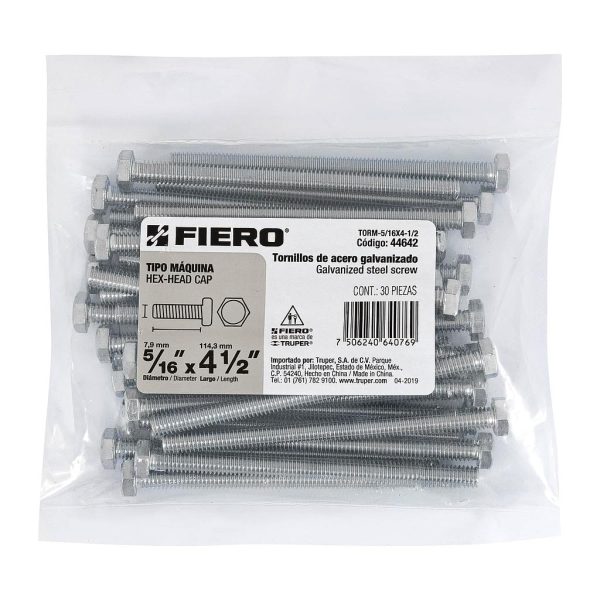 PERNO CABEZA HEXAG 5/16X4-1/2 FIERO 30-PCS 44642