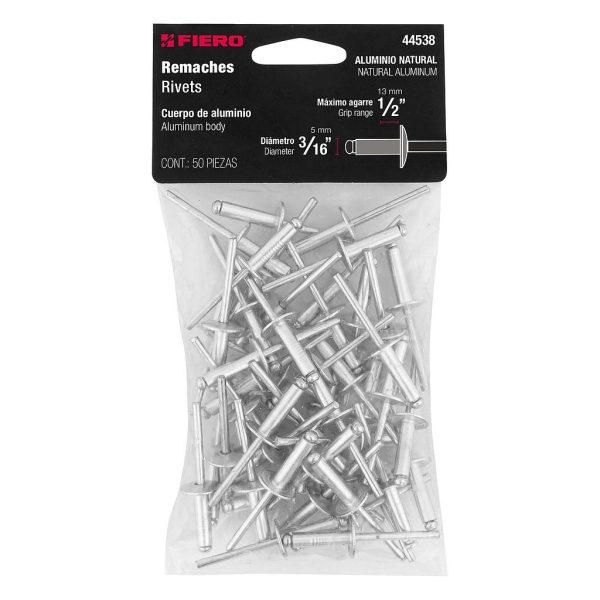 REMACHE D/ALUM  3/16X1/2 ALA ANCHA  FIERO BOLSA 50PCS  44538