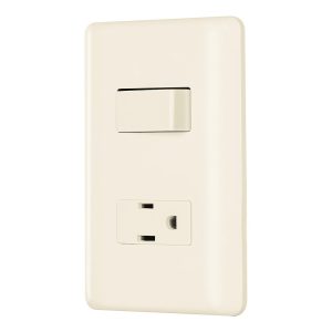 SWITCH SENC C/TOMA VOLTECK BASIC C/PLACA MARFIL PA-APCO-BI 26634