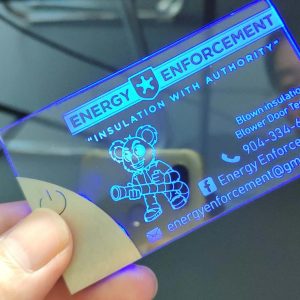 TARJETA DE PRESENTACIÓN DE ACRÍLICO LED  PERSONALIZADAS GRAB LÁSER C/ILUMINACIÓN