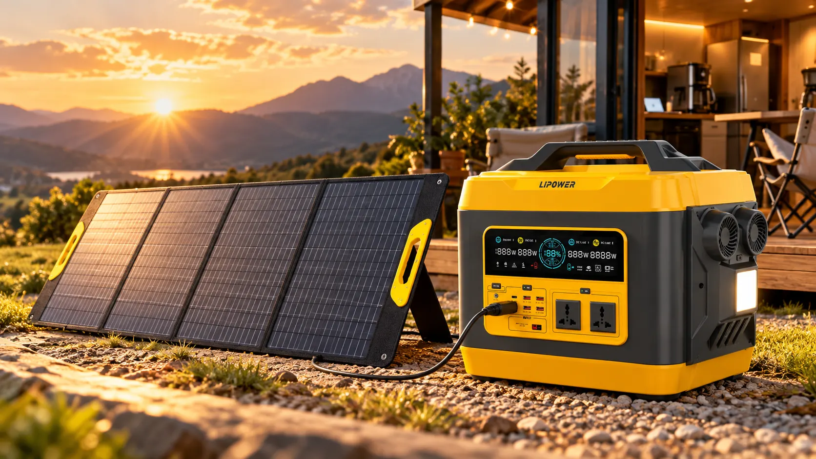 Estación de energía LIPOWER con panel solar